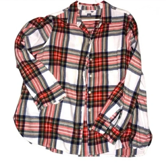 Old Navy Red and Blue Plaid Button Down Shirt - Picture 1 of 2